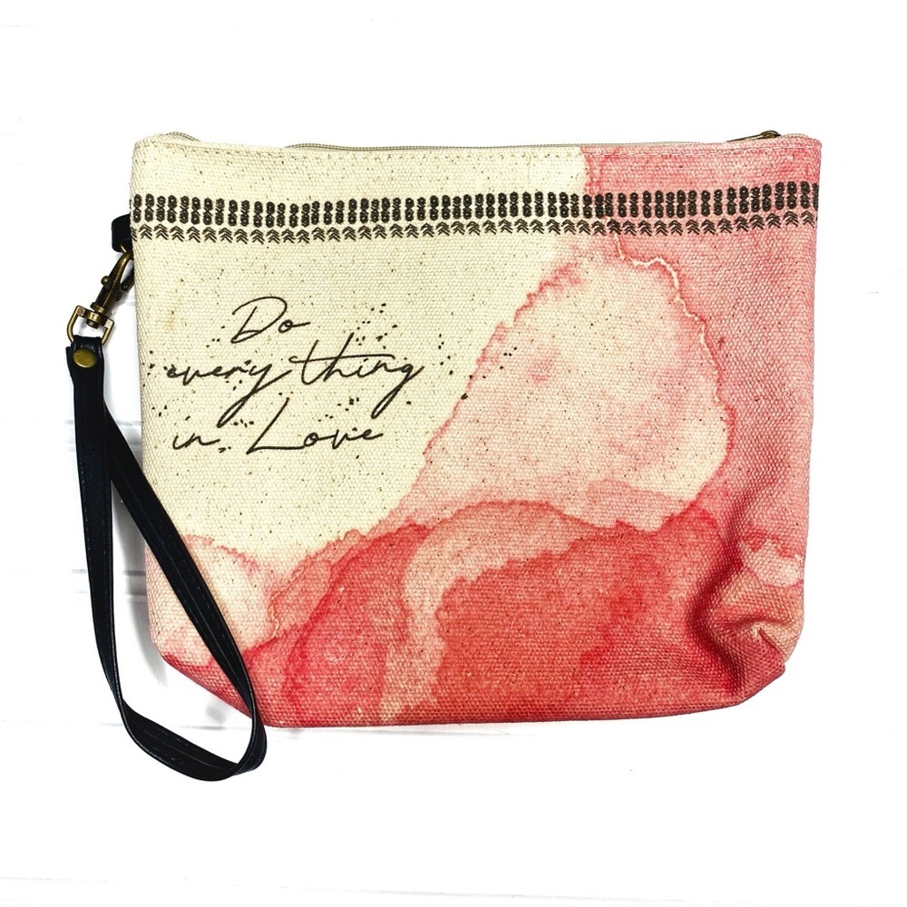 Gifts Of Faith “Do Everything In Love” Canvas Pouch Makeup Bag Wallet - Picture 6 of 7